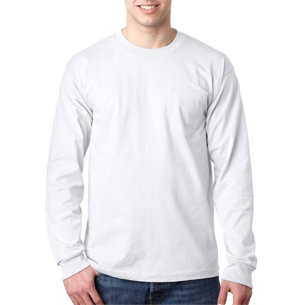 Bayside Adult 6.1 oz., 100% Cotton Long Sleeve Pocket T-S…