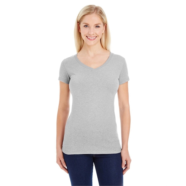 J America Ladies’ Glitter V-Neck T-Shirt
