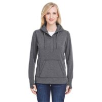J America Ladies' Omega Stretch Snap-Placket Hooded Sweat...