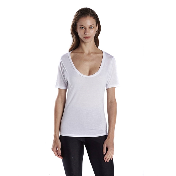US Blanks Ladies’ Short-Sleeve Deep Scoop Neck Blouse