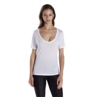 US Blanks Ladies' Short-Sleeve Deep Scoop Neck Blouse