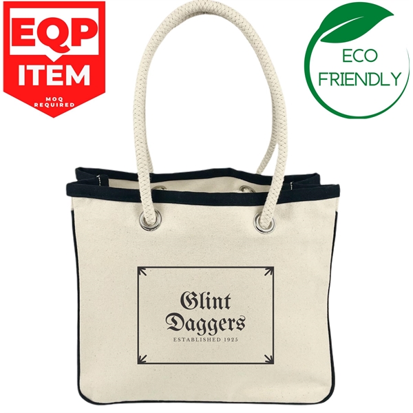 16oz Canvas Rope Tote Bag Black