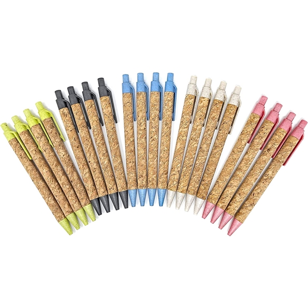 Eco-friendly cork & recycled wheat straw ballpoint pens