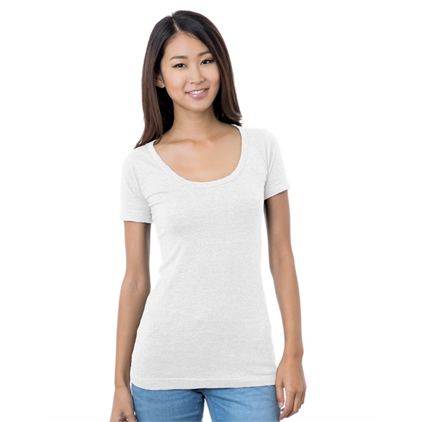 Bayside Junior’s 4.2 oz., Fine Jersey Wide Scoop Neck T-S…
