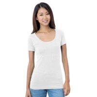 Bayside Junior's 4.2 oz., Fine Jersey Wide Scoop Neck T-S...