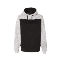J America Adult Melange Color Blocked Hooded Sweatshirt