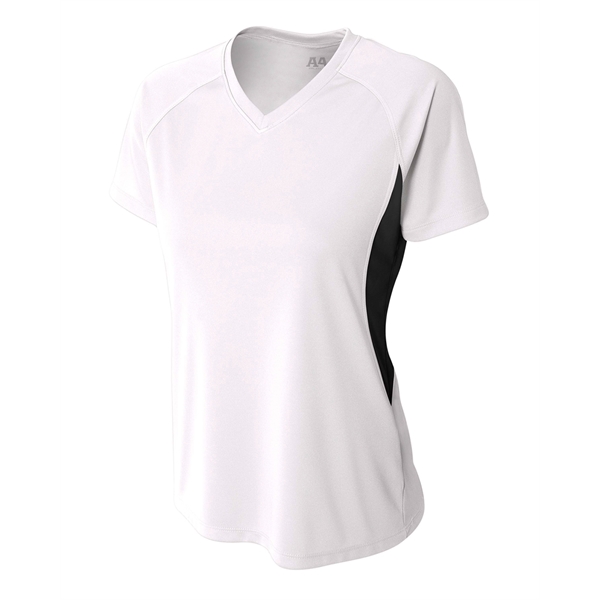 A4 Ladies’ Color Block Performance V-Neck T-Shirt