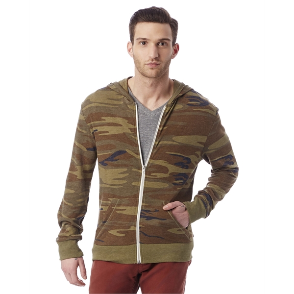 Alternative Men’s Triblend Long-Sleeve Printed Full Zip H…