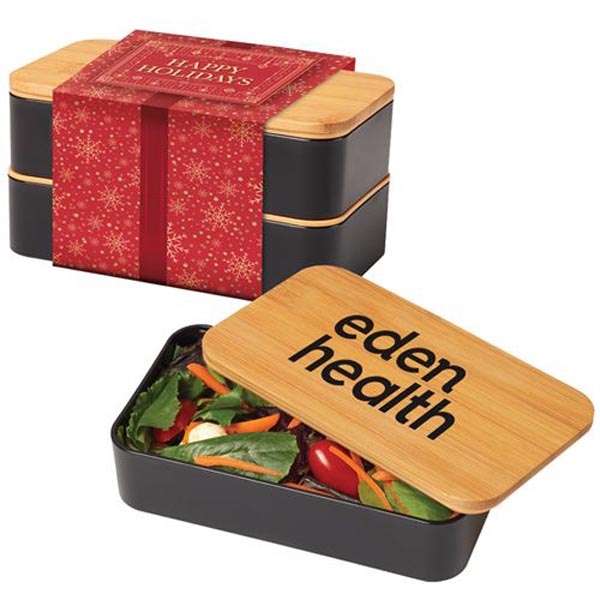 Eco-Friendly 2-Tier Wheat Fiber & Bamboo Bento Box