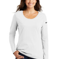 Nike Ladies Core Cotton Long Sleeve Scoop Neck Tee