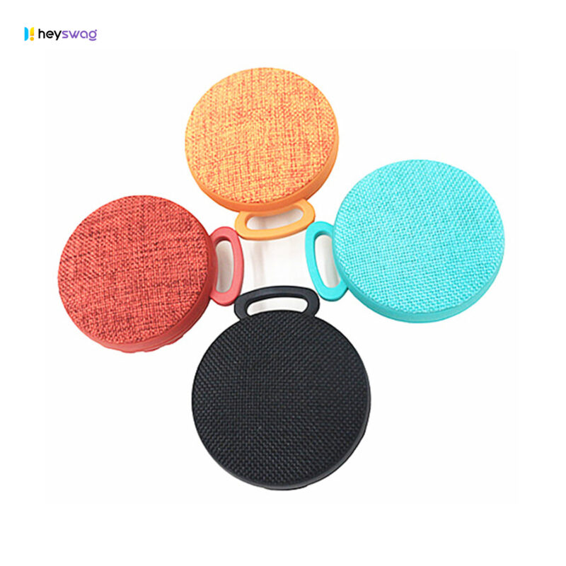 Round Fabric Wireless Bluetooth Speaker with Carabiner - Image 5