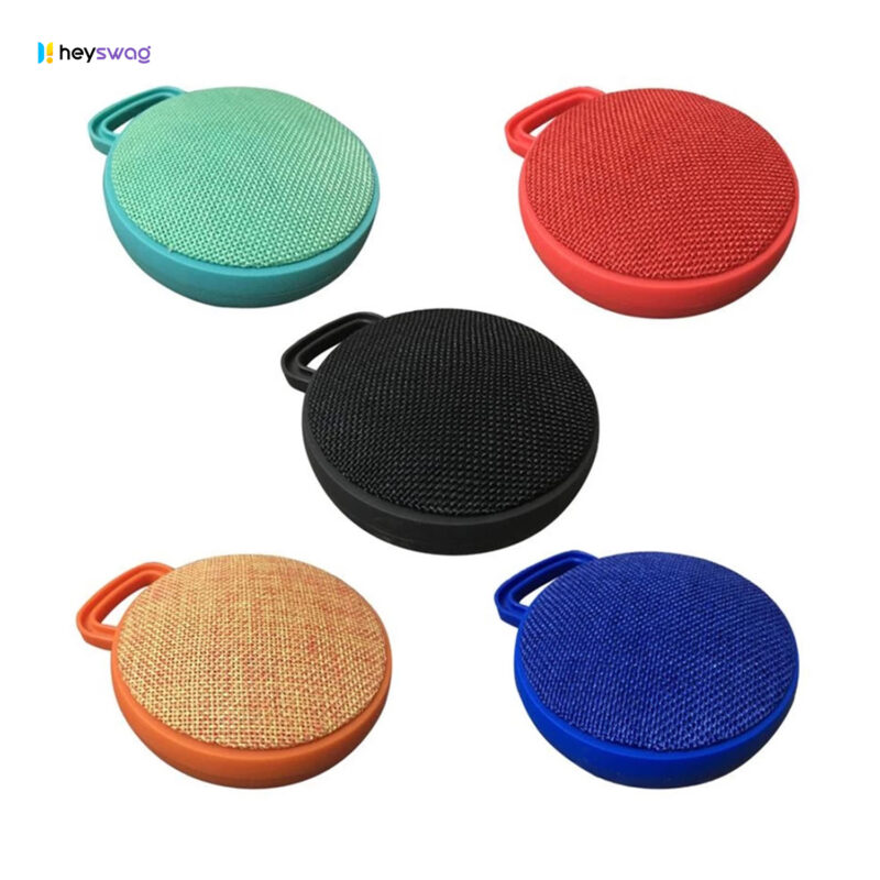 Round Fabric Wireless Bluetooth Speaker with Carabiner - Image 6